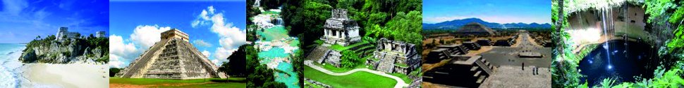 Tulum, Chichen-Itza, Palenque, Teotihuacan, Cenote